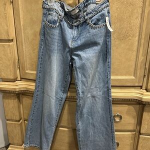 PACSUN Women's Blue Jeans with rhinestones around the waist. Size 30